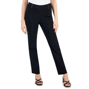 JM Collection Pants Womens PM Short Deep Black Studded Rivet‎ Straight NWT